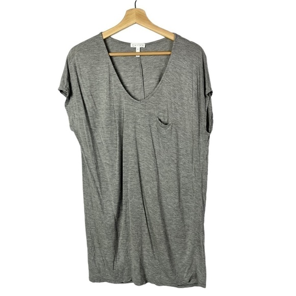 Leith Light Gray Pocket Front Scoop Neck Short Sleeve Tunic M - Picture 1 of 4
